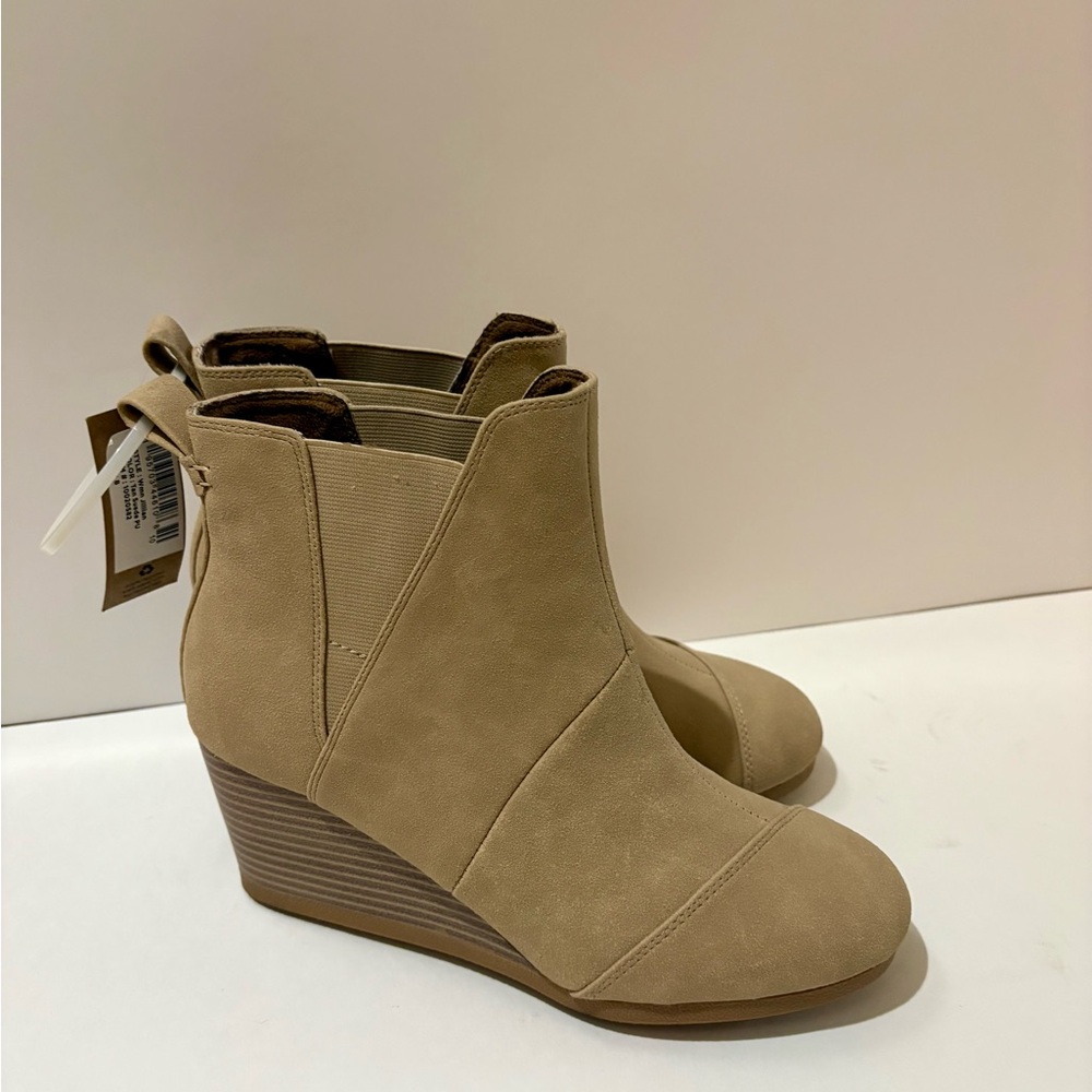 Tom’s Tan Suede Wedge Ankle Boots - Women's